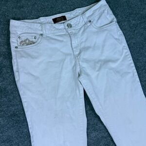 One 5 One Denim Embellished Womens White Cropped Jeans Size 10 Sparkle Pockets